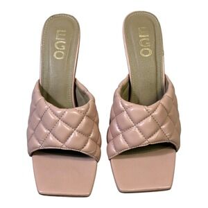 EGO Womens Quilted Square Toe Flared Stiletto Mule Heels Pink Butter FZ2432-1 7